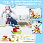 Engfa 3 In 1 Musical Jump, Toss Ring Game Toys, Stomping Launch Rocket Launcher for Kids Toys for Girls Boys 3-5, Sports & Outdoors Toys for Ages 5-7 with Remote Control Outside Toys for Kids Ages 4-8