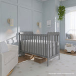 Dream On Me Carson Classic 3-in-1 Convertible Full-Size Baby Crib in Steel Grey, GreenGuard Gold & BSA, 4 Mattress Heights, Converts to Day & Toddler Bed, Locking Wheels, Classic Nursery Design