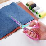 SCAIKTIG Acrylic Scissors Set, Office Scissors for Desk Heavy Duty, Pink Clear Comfort-Grip Handles and Titanium Coated Blades, Sharp Scissors all Purpose for Sewing, Art, Craft, School, Home Supplies