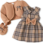 Baby Girl Clothes Toddler Dresses Infant Fall Winter Outfits Little Coat Princess Cardigan Dress Set +Cute Bag