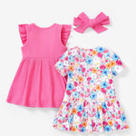 PATPAT Baby Toddler Girl Dresses Infant Ruffle & Short Sleeveless 2 Pack Summer Dress Casual Party Dress Dark Pink 18-24 Months