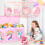 Mabahoo Extra Large Toy Chest, Collapsible Sturdy Toy Storage Organizer with Lids, 40"X14"X16" Large Kids Toybox Storage Bins Baskets for Girls, Boys, Nursery, Playroom, Pink