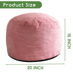 HIGOGOGO Round Stuffed Pouf Ottoman, Corduroy Poufs with Foam Chunk Filling, Furry and Fluffy Pouf Foot Stool Storage Ottoman, 20 X 15 Floor Poufs Foot Rest for Living Room, Pink