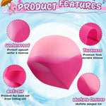 Vorshape Swim Cap Kids (2 Pack), Durable Waterproof Swimming Cap for Girls Boys Teens Toddler Aged 3-8, Comfortable Fit Kids Swim Cap for Long Hair, Silicone Swim Caps for Kids, Bright Purple & Pink