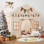 besrey Kids Tent, Kids Playhouse 2 in 1 with Padded Mat and Lights, Large Play Tent with 2 Doors & 4 Windows, Kids Play Tent Indoor & Outdoor, Christmas Toddler Tent for Kids, 51" x35" x 51"