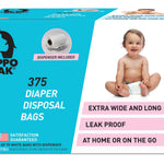 Hippo Sak Diaper Disposal Bags, 375 Count, White
