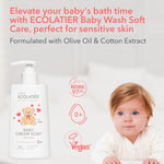 ECOLATIÈR Baby Cream Soap - 98% Natural, Vegan, Hypoallergenic Body Wash & Gentle Baby Soap for Sensitive Skin, Newborn & Toddler Care, Soft & Nourishing, 8.5 Fl Oz