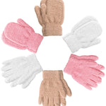 SATINIOR 6 Pairs Toddler Knitted Gloves Kids Winter Warm Stretchy Mittens Soft Lightweight Mittens for Boys and Girls(for 1-3 Years Old,White, Pink, Brown)