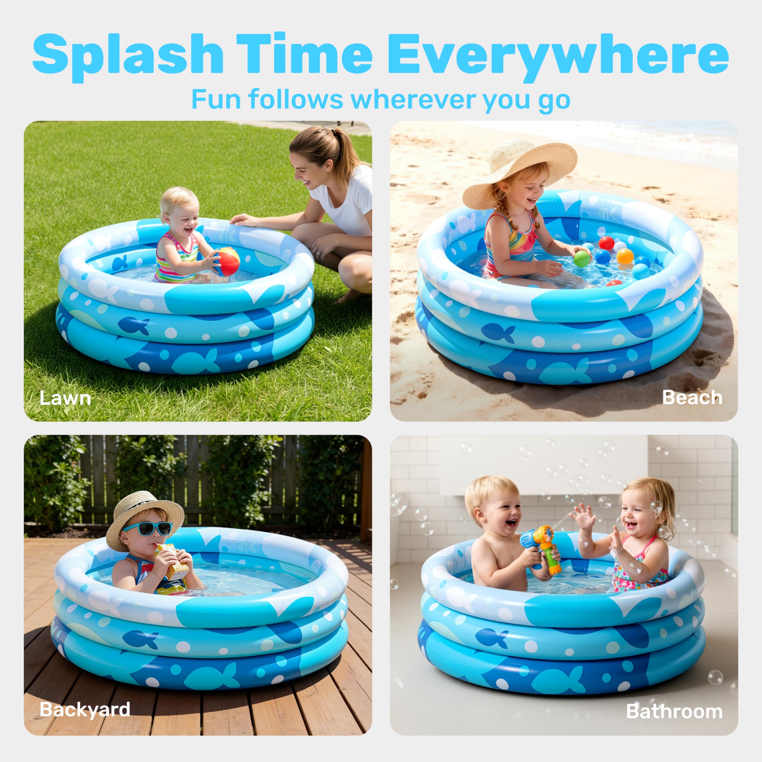 Sloosh Inflatable Kiddie Pool, 34