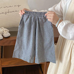 Ashmyova Casual Pants for Boys Girls Classic Linen Cotton Stripe Elastics Waist Spring Autumn Trousers Kids Long Pants 2Pcs Grey/Coffee Size 2-3T