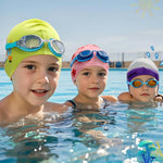 Vorshape Swim Cap Kids (2 Pack), Durable Waterproof Swimming Cap for Girls Boys Teens Toddler Aged 3-8, Comfortable Fit Kids Swim Cap for Long Hair, Silicone Swim Caps for Kids, Bright Purple & Pink
