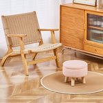 Wimarsbon Storage Ottoman, Modern Round Footrest with Soft Padded Seat, Teddy Velvet Footstool with Wood Legs, Accent Small Table or Plant Stand for Hallway, Living Room (Pink)