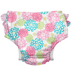 i play. by green sprouts Reusable, Eco Snap Ruffled Swim Diaper with Gussets, UPF 50, 12 mo, White Zinnia, Patented Design, STANDARD 100 by OEKO-TEX Certified