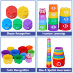 WEEJOYGAM Baby Stacking Cups, Nesting Stacking Toys for Toddlers 1-3, Infant Easter Basket Stuffers Birthday Gift 6 9 12 18 Month 1 Year Old Boy Girl, Kids Montessori Sand Bath Stackable Block Age 1-2
