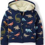 And Toddler Long Sleeve, Sherpa Lined, Zip-front Hoodie Sweatshirt
