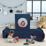 Betterhood Modular Kids Play Couch, 10PCS Child Sectional Sofa Imaginative Furniture Play Set for Creative Kids, Toddler to Teen Bedroom Furniture, Girls and Boys Playroom Convertible Sofa, Blue