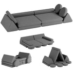 HedoAjim 12 PCS Modular Kids Play Block Couch Child Sectional Soft Sofa Toddler Building Fortplay Climbing Bedroom Playroom Baby Convertible Floor Foam Cushion for Boys & Girls (car-Shaped-Dark-Grey)