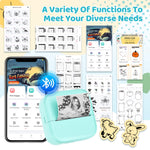 Ponek Mini Sticker Printer, Print Pods Mini Thermal Sticker Printer M02X, Stickers Maker Machine for Kids, Student, Family, Pocket Photo Printer for School for Study Note, DIY Journal, Gift, Green