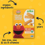 Earth's Best Organic Kids Snacks, Sesame Street Toddler Snacks, Organic Crunchin' Grahams for Toddlers 2 Years and Older, Honey Sticks with other Natural Flavors, 5.3 oz Box (Pack of 2)