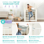 Regalo 2-in-1 Extra Tall Easy Swing Stairway and Hallway Walk Through Baby Gate, White, 24" - 40.5" Wide