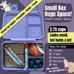 BEARFOOT Kids Lunch Box with Compartments – Compact & Lightweight | Leak-Proof, BPA-Free, Dishwasher Safe | Hand-Drawn Design for Preschool, School, Travel (BubbleTea Purple, 2.75 Cups)