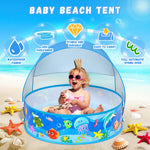 Baby Beach Tent, Pop-Up Above Ground Pool, Foldable Kiddie Pool with Sun Shelter Canopy for Ages 9-48 Months, Toddler Wading Pool, Portable Water Play Sum Toys for Outdoor Activity