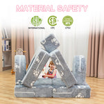furlinkhm Modular Kids Play Couch, Kids Couch for Playroom Bedroom, Glow in The Dark, 5 Seconds Instant Expansion, Glowing Football, Grey
