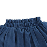 Licupiee Baby Girls Denim Skorts Solid Color Pleated Shorts Summer Fall Clothes Layered Ruffle Skirts Bottoms (Navy, 6-12 Months)