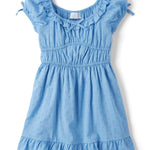 The Children's Place,Girls,Casual Ruffle Dress,Short SleevePearl Blue,X-Large