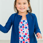 RuffleButts UPF50+ Sun Protective Unisex Long Sleeve Full Zip Rash Guard - Navy, 12-18m