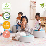 ECR4Kids SoftZone Colorful Round Ottoman Seating Set, Classroom Furniture, Contemporary, 3-Piece