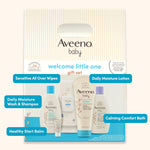 Aveeno Baby Welcome Little One Gift Basket, Baby Skincare Set with Nourishing Baby Body Wash & Shampoo, Calming Bath Wash, All Over Baby Wipes, & Daily Moisturizing Lotion, 5 Items
