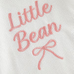 CREAIRY Little Bean Newborn Baby Girl Outfits Waffle Knit Ruffle Bow Short Sleeve Romper Bodysuit Shirt Summer Clothes (White, 12-18 Months)