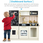 Best Choice Products Pretend Play Kitchen Wooden Toy Set for Kids w/Realistic Design, Telephone, Utensils, Oven, Microwave, Sink - Cream