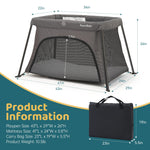 Pamo Babe Travel Crib - Lightweight Baby Playard with Zip Door, Carry Bag for Airplane - Easy to Carry