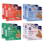 Four boxes of Cerebelly smart bars in different flavors on a white background