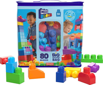 Mega Bloks building block set with colorful blocks and packaging on a white background