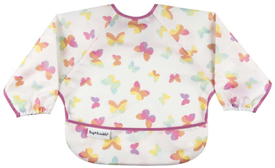 Baby bib with colorful butterfly pattern on a white background