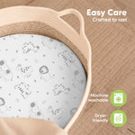 2-Pack Baby Bassinet Sheets Girl, Boy - 33x17 Viscose Derived from Bamboo Bedside Mattress Fitted Bassinet Sheets, Compatible with Halo Bassinest Swivel Sleeper, Baby Delight, Graco (KeaSafari)