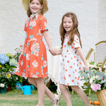 PATPAT Toddler Girl Floral Skater Multipack Dresses 3-Pack Polka Dots Short Sleeve Priness A-line Dress, Blue, 5-6 Years