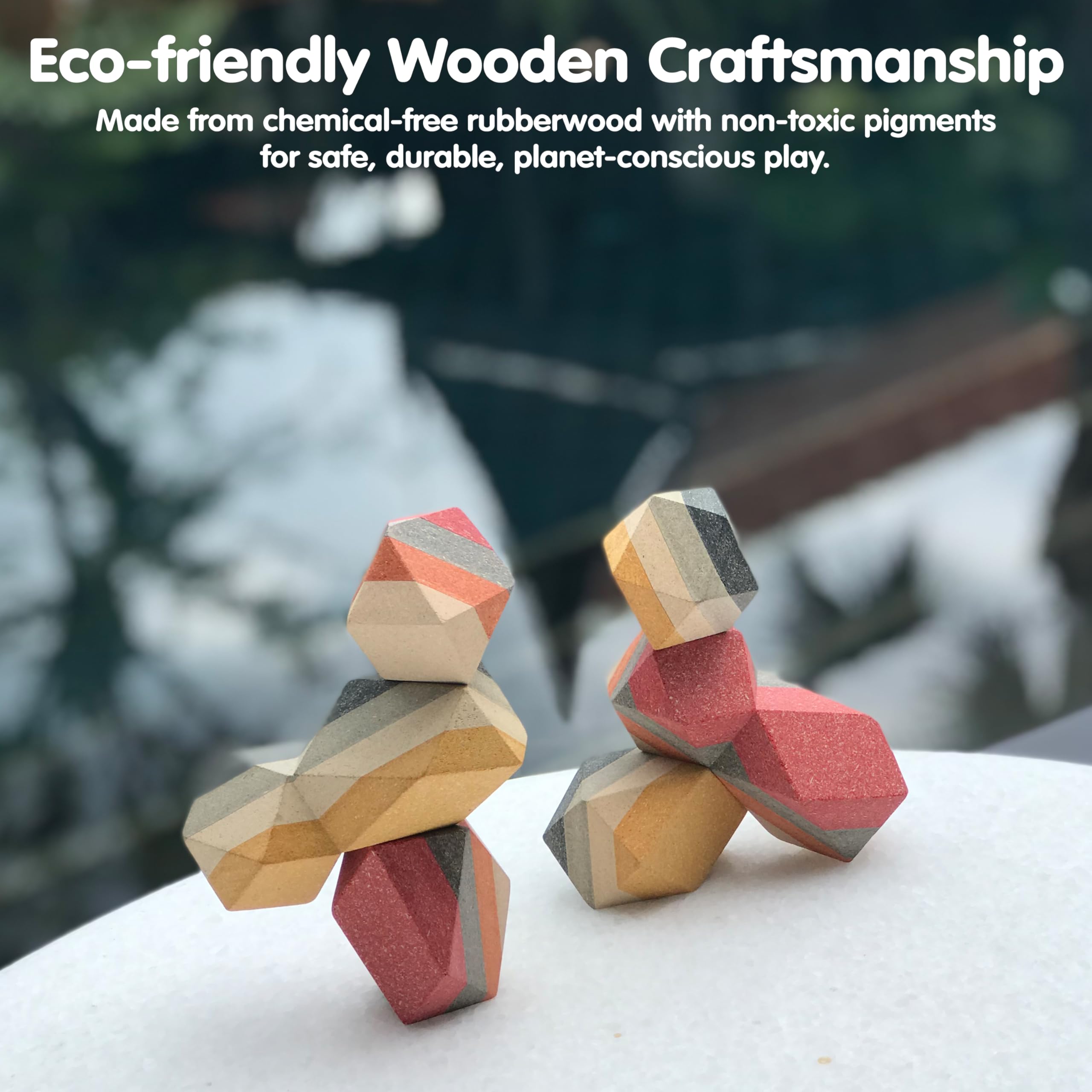 PlanToys® Geo Stacking Rock Wooden Montessori Balancing and ...