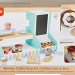 Fisher-Price Wood Pretend Play Coffee Shop & Toy Register, 20-Piece Wooden Food Playset for Preschool Kids Ages 3+ Years