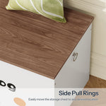 HOOBRO Toy Box, Toy Chest with 2 Safety Hinges, 39.4" Storage Bench, Wooden Storage Chest, for Entryway, Bedroom, Living Room, White and Walnut WH494CW01