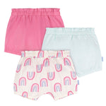 Onesies Brand Baby Girls' 3-Pack Bubble Shorts, Rainbow, 0-3 Months