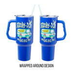 Silver Buffalo Scooby Doo Where Are You The Mystery Machine Stainless Steel Tumbler with Handle and Straw, Fits in Standard Cup Holder, 40 Ounces