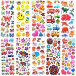 Stickers for Kids 1000+, 3D Puffy Stickers for Kids Toddlers 40 Different Sheets Variety Pack for Scrapbooking, Gifts, Rewards Including Animals, Stars, Fishes, Hearts, Dinosaurs, Cars and More