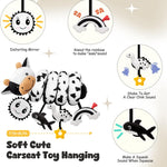 Spiral Car Seat Baby Toys 0-6 Months, Infant Carseat High Contrast Sensory Toys Hanging Stroller Accessories, Newborn Gifts for Baby Boys Girls Essentials, Cute Black and White Cow
