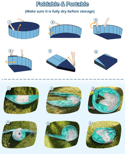 Jasonwell Kiddie Baby Pool with Canopy - Foldable Infant Toddler Kids Pool with Shade Baby Beach Essentials Tent Swimming Wading Pools for Toddlers 1-3 + Kids Dogs Ball Pit Backyard Water Play G, 40"