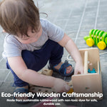 PlanToys Wooden Transforming Robot Tool Box with Wrench, Nuts & Bolts, Wooden Planks, and Shapes| Sustainably Made from Rubberwood and Non-Toxic Paints and Dyes