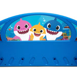 Baby Shark Plastic Sleep and Play Plastic Toddler Bed with Attached Guardrails by Delta Children, Blue